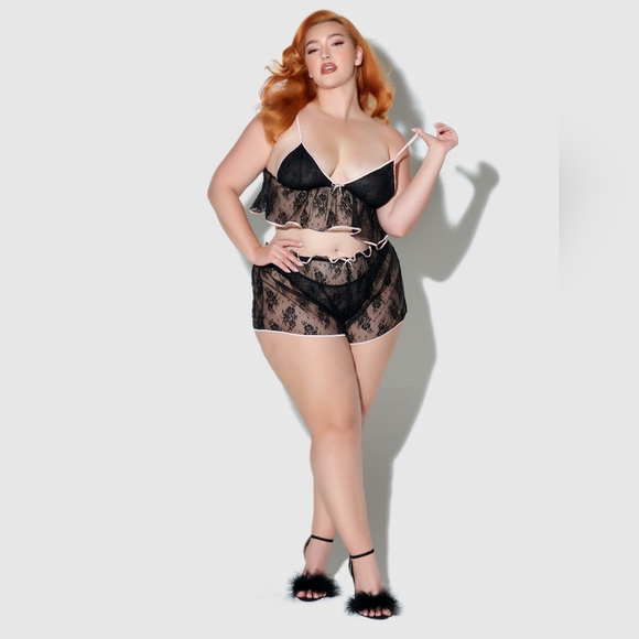 Rosalind Lace & Satin Trimmed Sleep Cami & Shortie - Picture 2 of 8